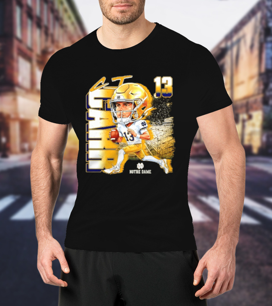 CJ Carr 13 Notre Dame Fighting Irish Football Player Caricature T-Shirt