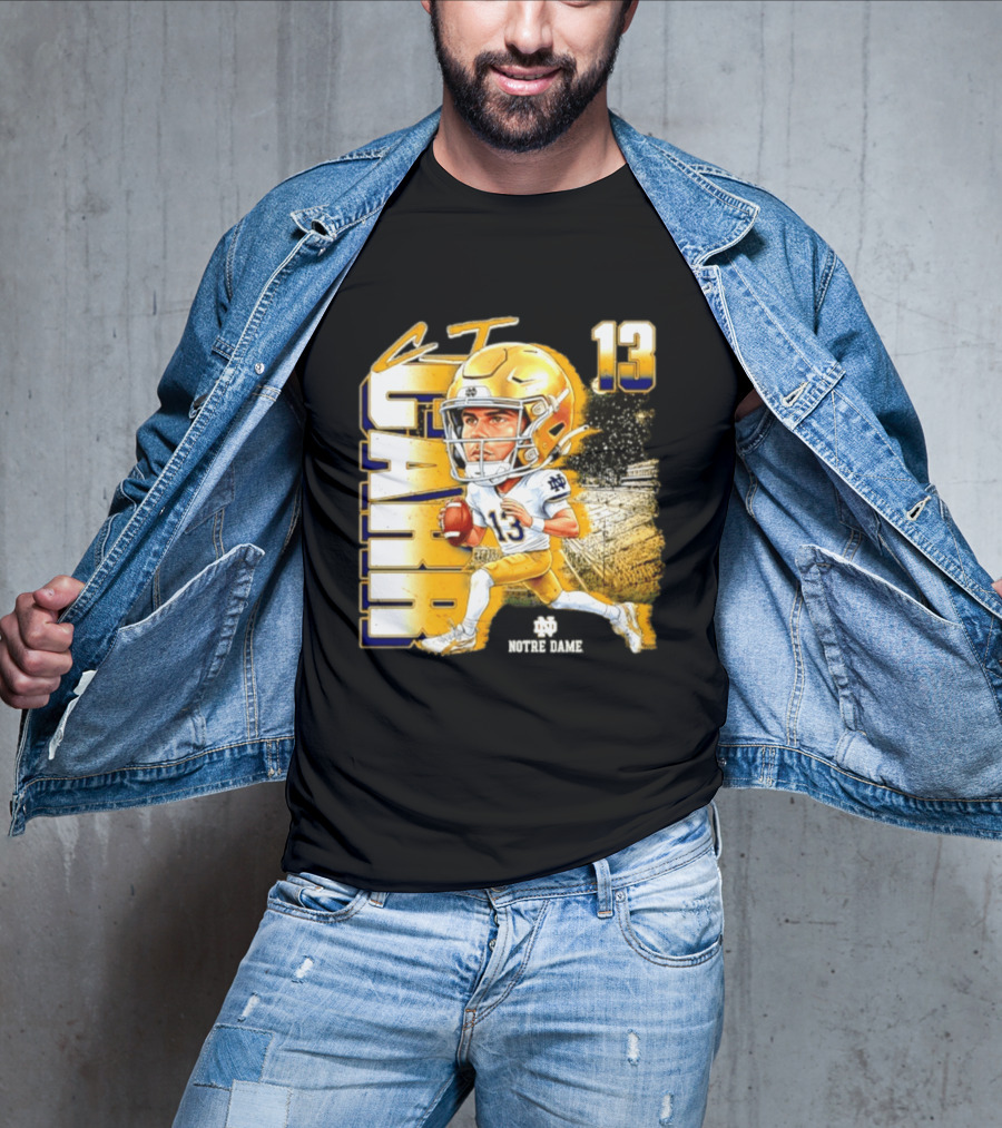 CJ Carr 13 Notre Dame Fighting Irish Football Player Caricature T-Shirt