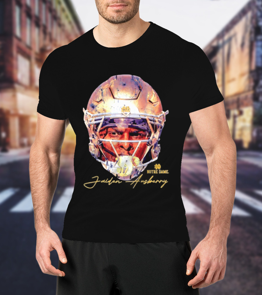 Notre Dame NCAA Football Helmet Jaiden Ausberry Swag Head T-Shirt