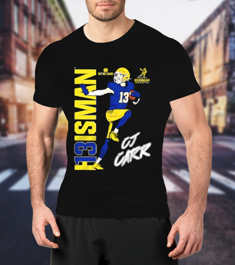 Notre Dame Football CJ Carr Heisman 13 NCAA T-Shirt