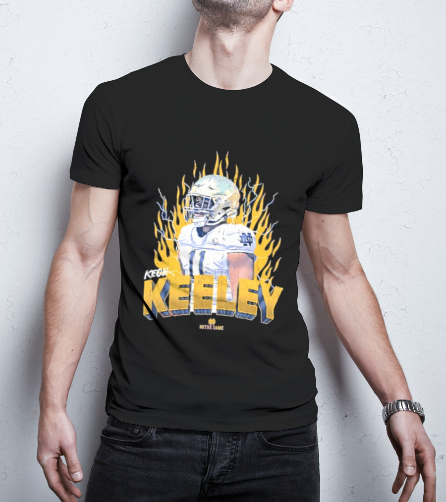 Notre Dame Football Keeley 11 NCAA Player Name Flame Burst T-Shirt
