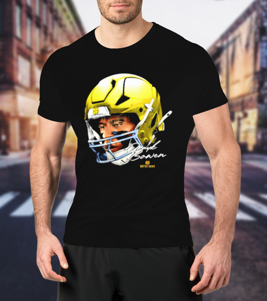 Notre Dame Drayk Bowen NCAA Football Headgear Fan Gear T-Shirt