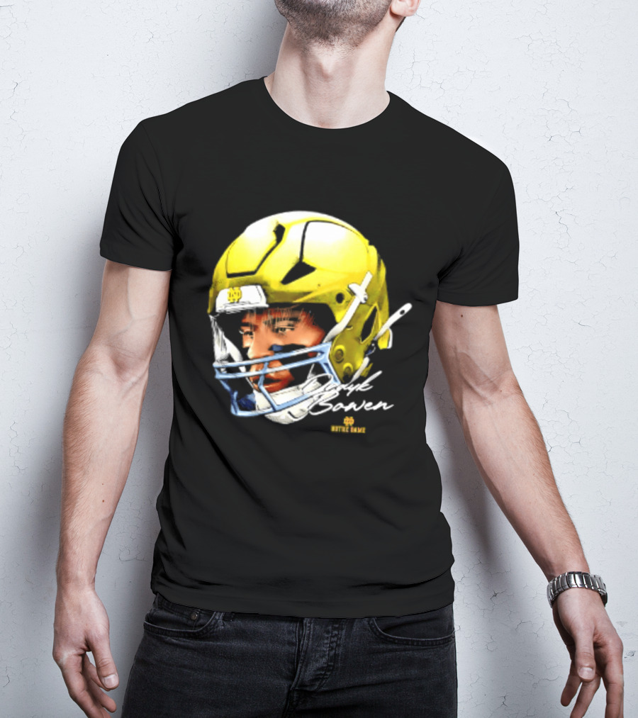 Notre Dame Drayk Bowen NCAA Football Headgear Fan Gear T-Shirt
