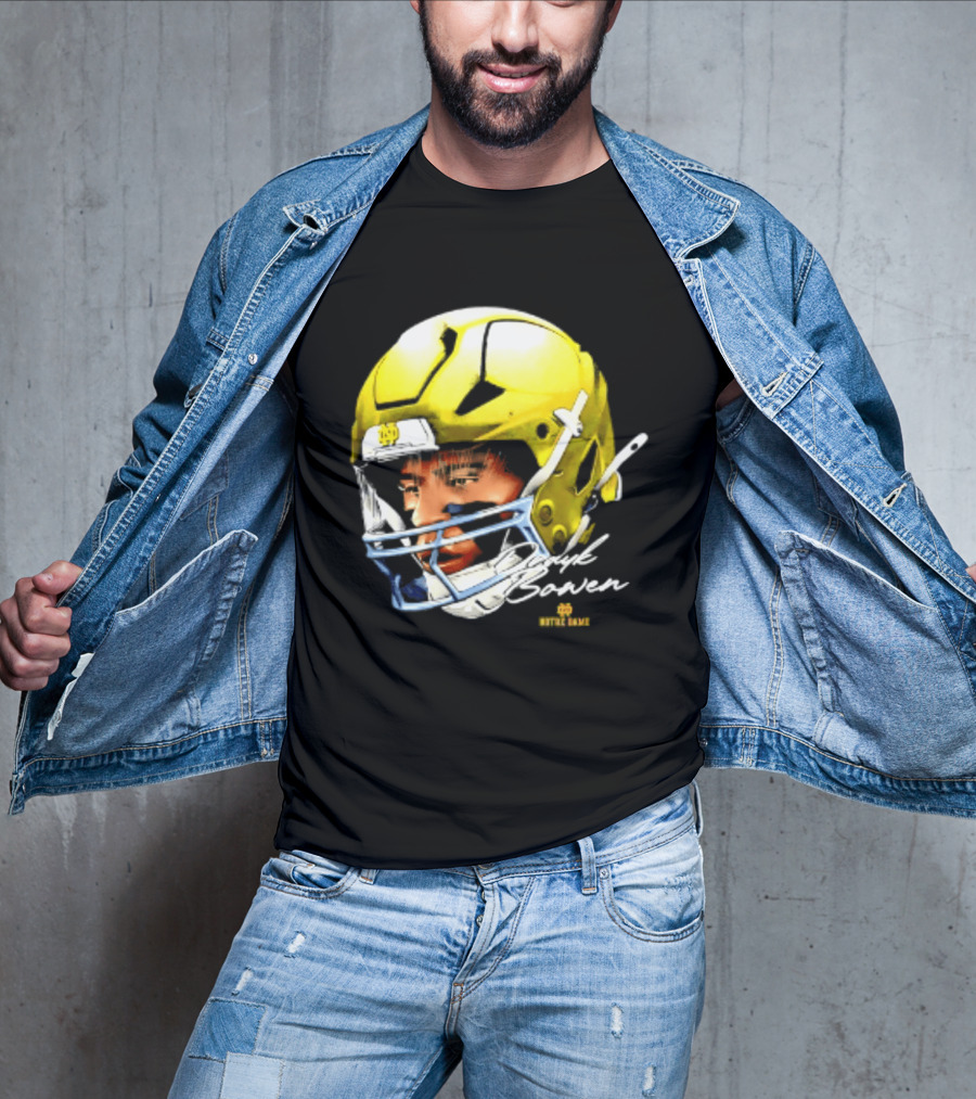 Notre Dame Drayk Bowen NCAA Football Headgear Fan Gear T-Shirt