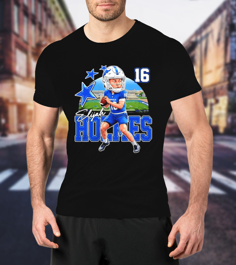 Elijah Holmes 16 Buffalo Bulls NCAA Football Caricature T-Shirt