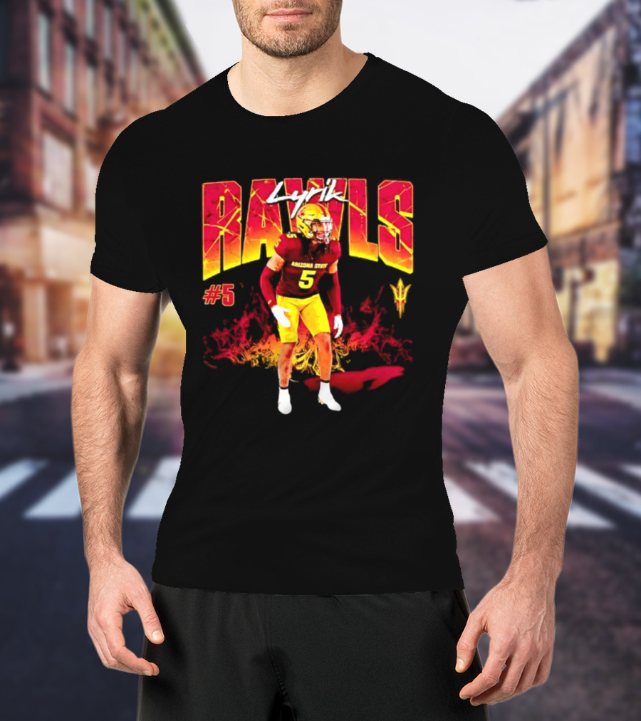 Lyrik Rawls #5 Arizona State Football Player Graphic With Sun Devils T-Shirt