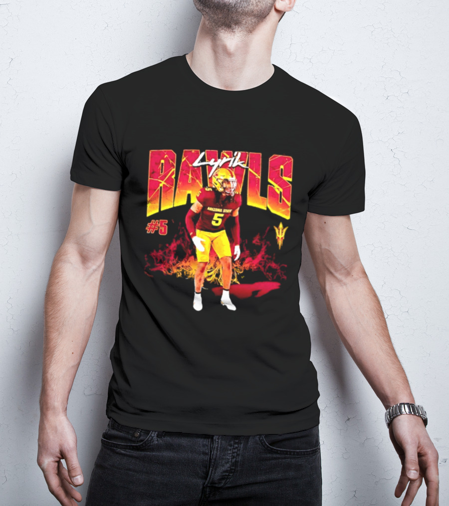 Lyrik Rawls #5 Arizona State Football Player Graphic With Sun Devils T-Shirt
