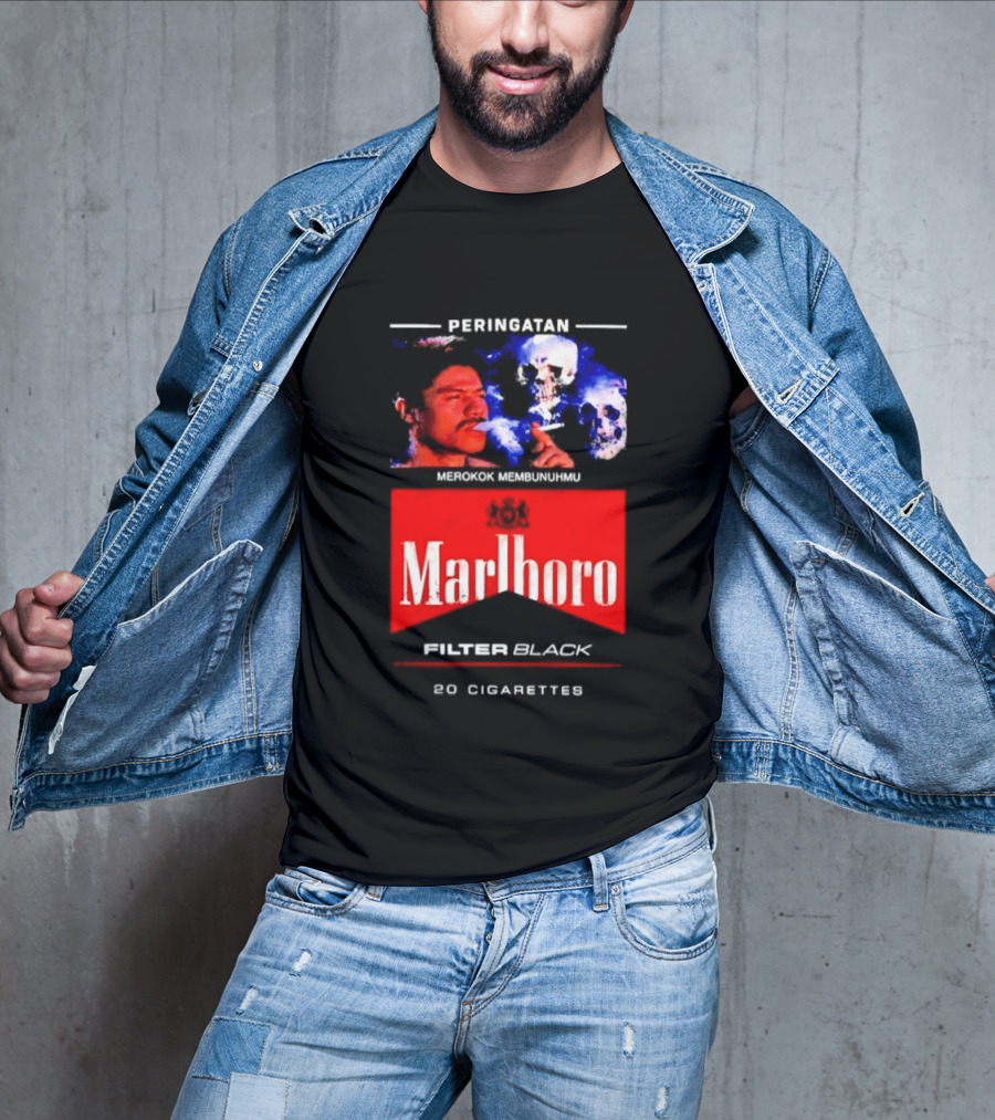 Marlboro Filter Black Peringatan Merokok Membunuhmu 50 Cigarettes T-Shirt