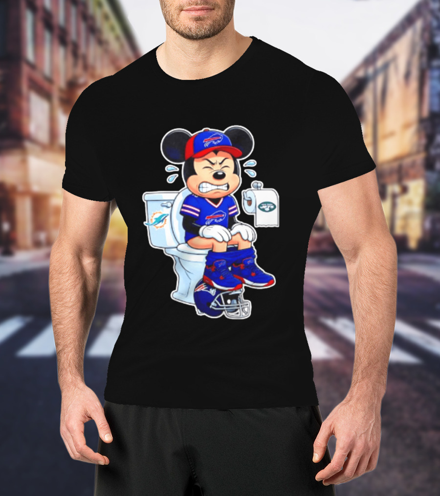 Mickey Toilet Buffalo Bills Defeat Jets Dolphins Patriots Football T-Shirt