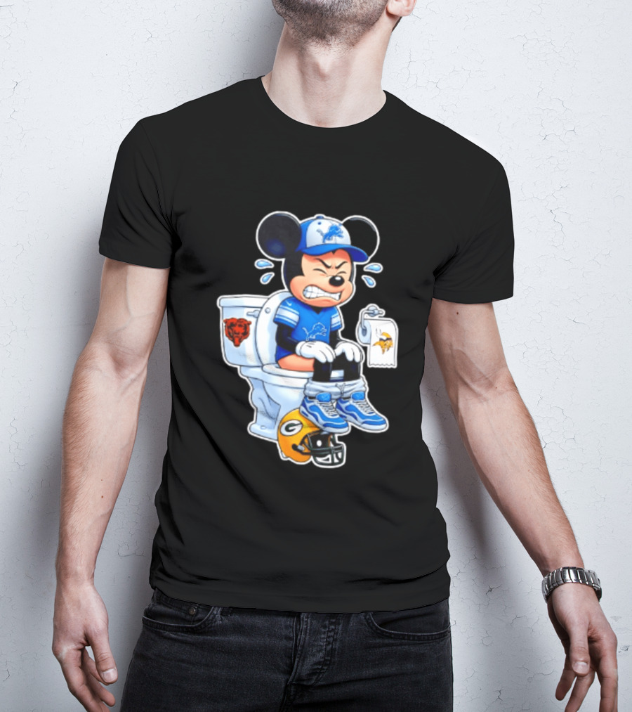 Detroit Lions Mickey Toilet Beating Bears Vikings Packers Football T-Shirt