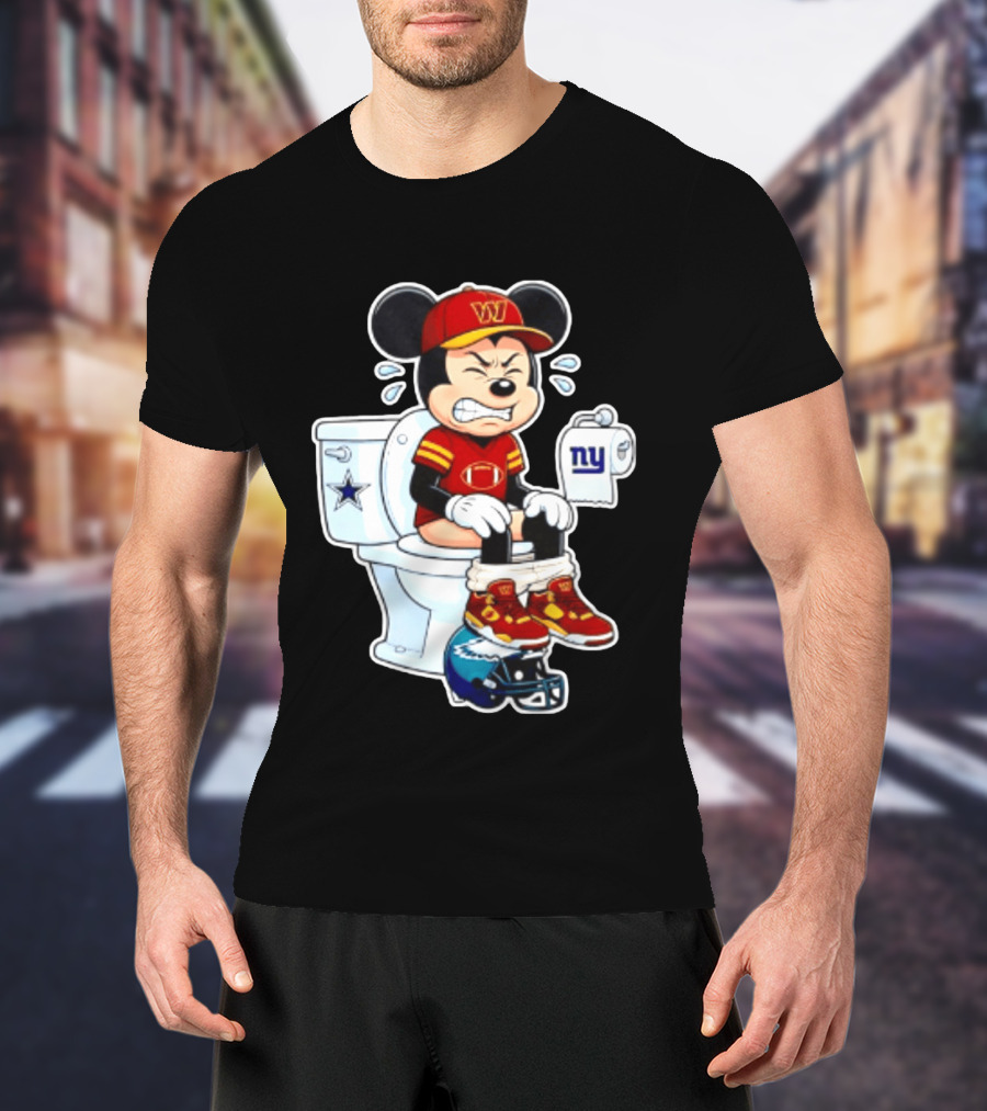 Mickey Toilet Washington W Frustrated Cowboys Giants Eagles Football Rivalry T-Shirt