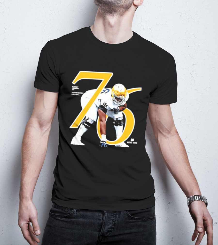 Notre Dame Football Player Number 76 Guerby Lambert NCAA T-Shirt