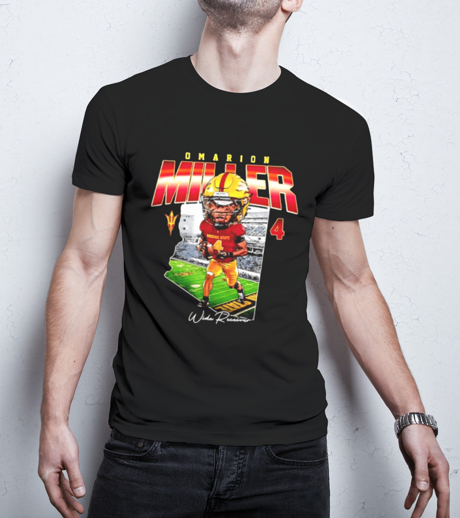 Omarion Miller 4 Arizona State Wide Receiver Caricature Including Team T-Shirt