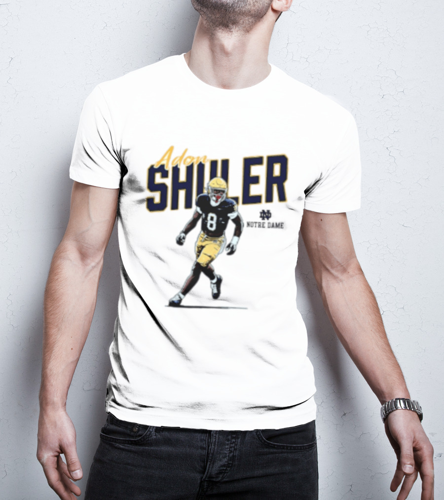 Adon Shuler 8 Notre Dame NCAA Football Caricature Player T-Shirt