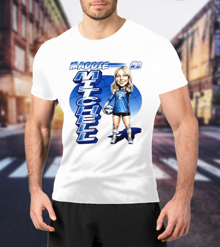 Maddie Mitchell #2 Buffalo Volleyball Caricature T-Shirt