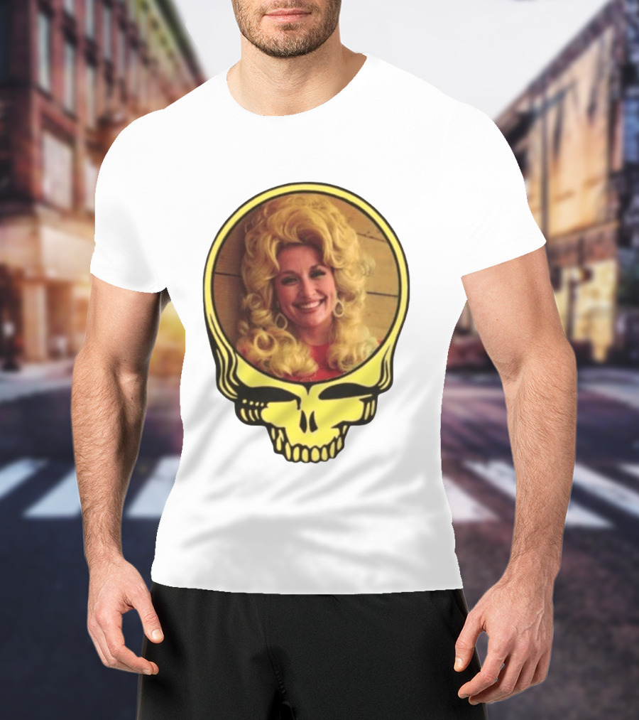 Dolly Parton Grateful Dead Skull Motif T-Shirt