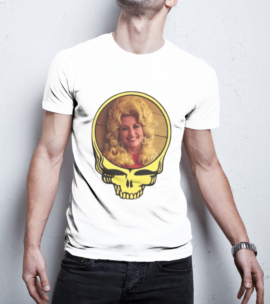 Dolly Parton Grateful Dead Skull Motif T-Shirt