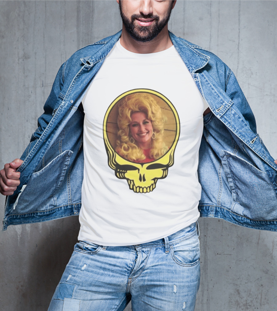 Dolly Parton Grateful Dead Skull Motif T-Shirt