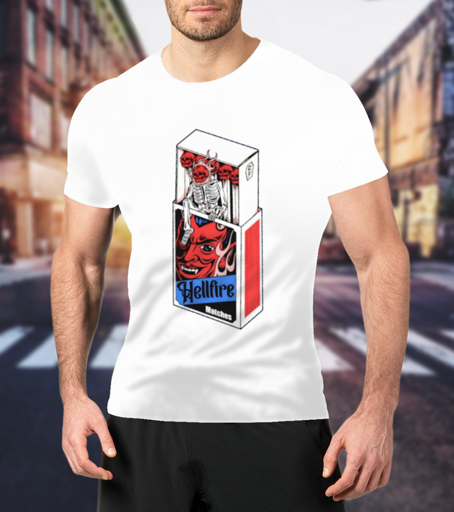 Hellfire Matches Devil Skeleton Occult Red Skull T-Shirt