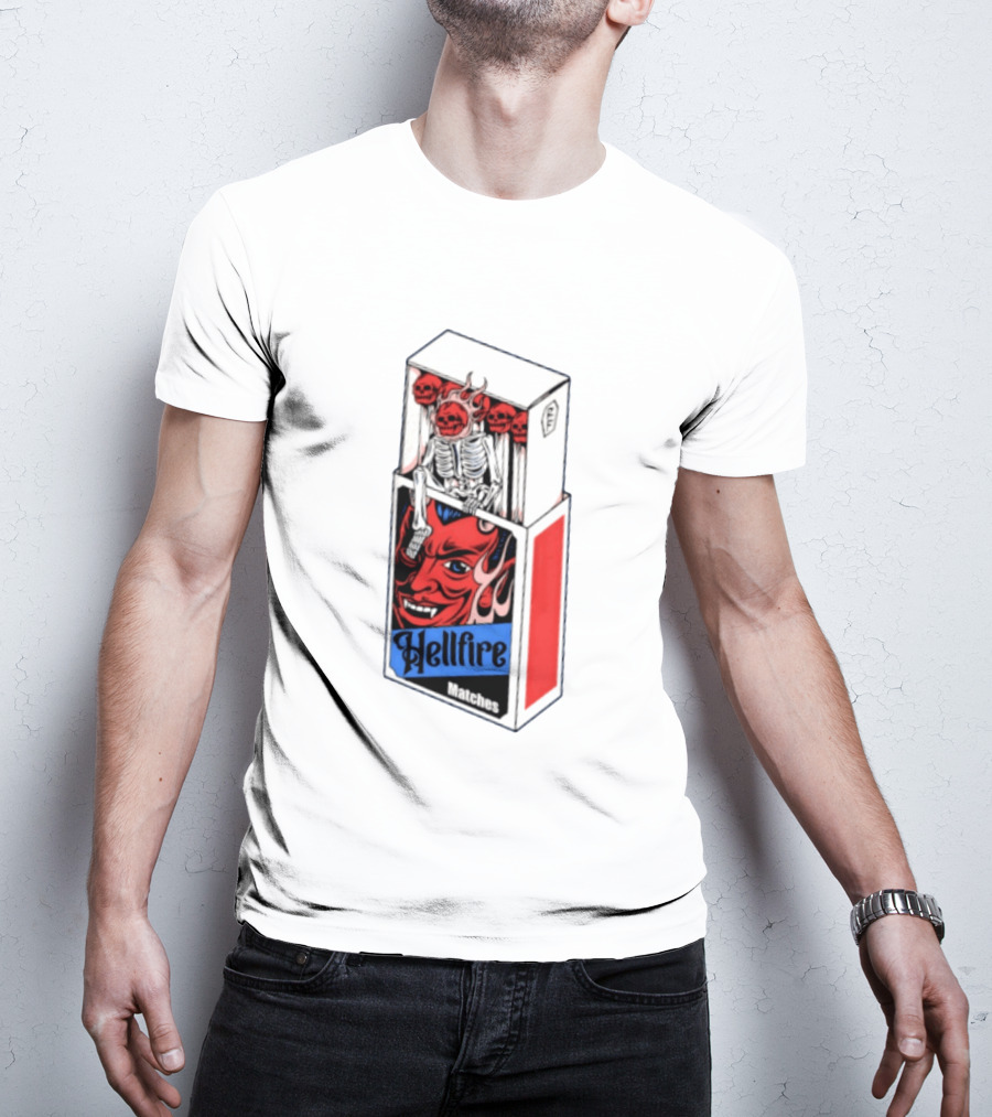 Hellfire Matches Devil Skeleton Occult Red Skull T-Shirt