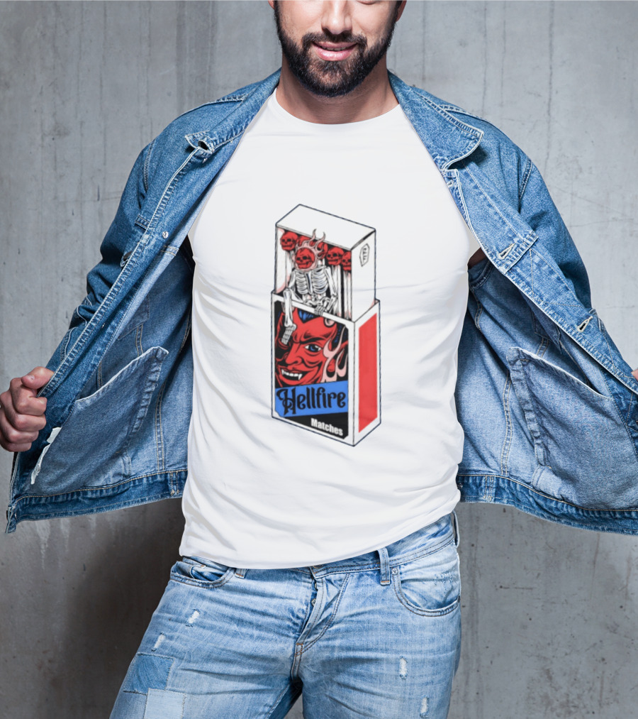 Hellfire Matches Devil Skeleton Occult Red Skull T-Shirt