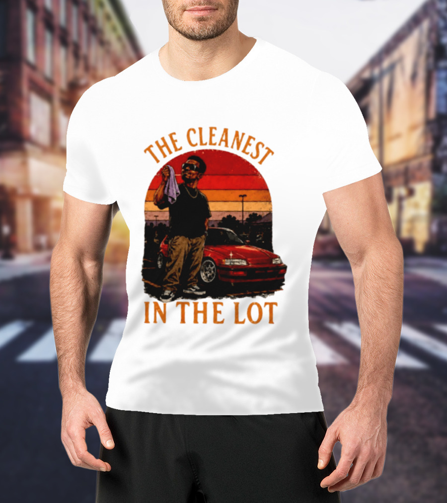 The Cleanest In The Lot Retro Car Enthusiast Sunset Scene T-Shirt