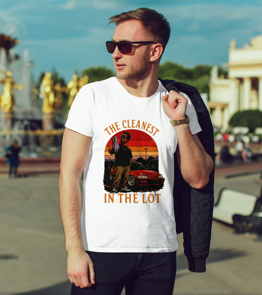 The Cleanest In The Lot Retro Car Enthusiast Sunset Scene T-Shirt
