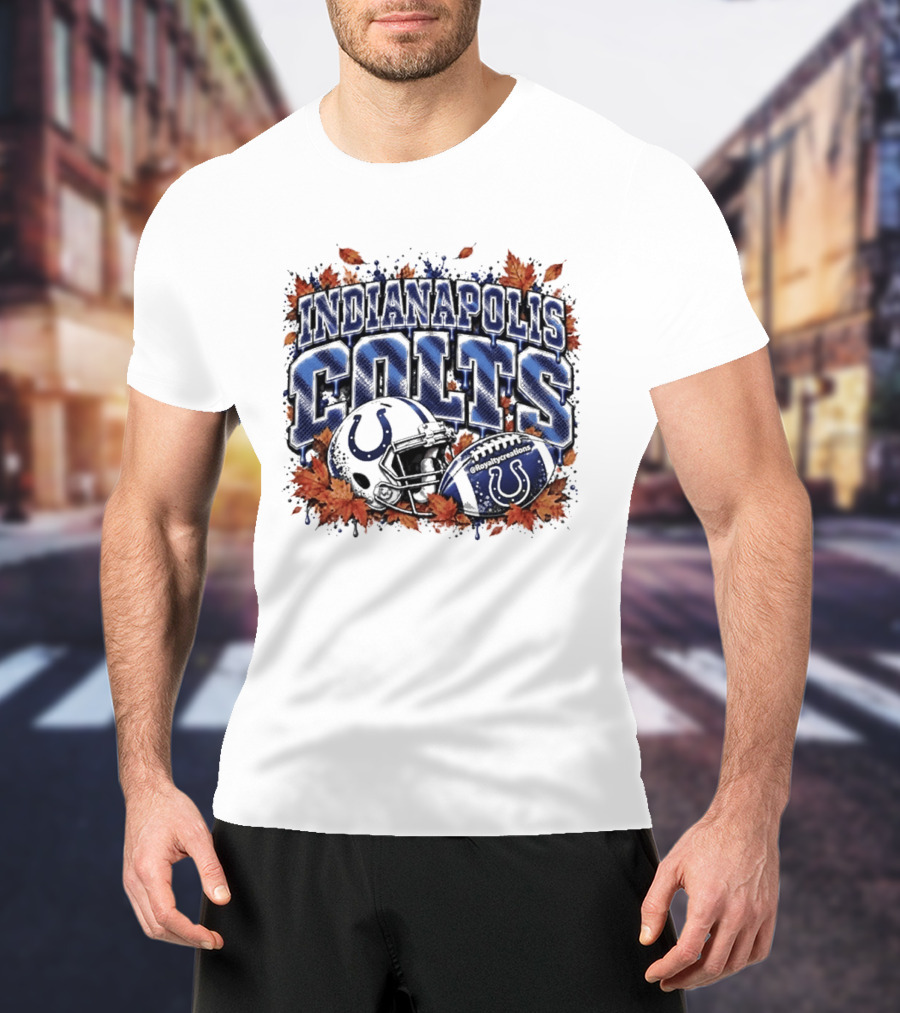 Indianapolis Colts Football Helmet Autumn Leaves 2026 T-Shirt