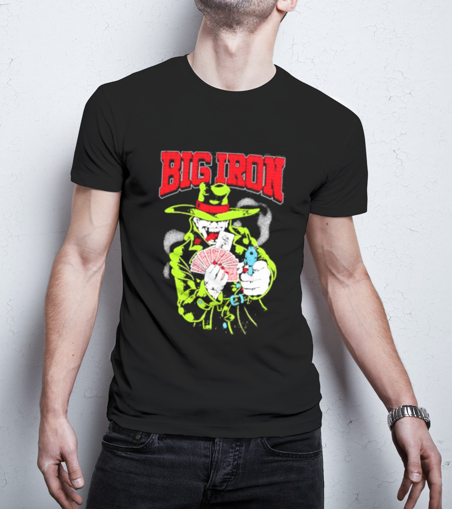 Big Iron Joker Cowboy Western Playing Cards T-Shirt