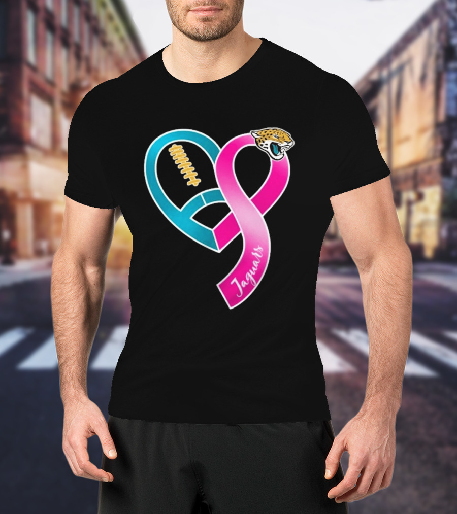 Jacksonville Jaguars Breast Cancer Awareness Heart Ribbon 2026 T-Shirt