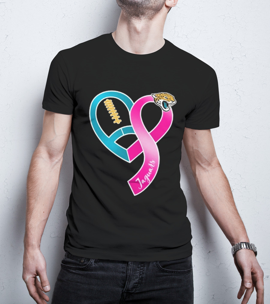 Jacksonville Jaguars Breast Cancer Awareness Heart Ribbon 2026 T-Shirt