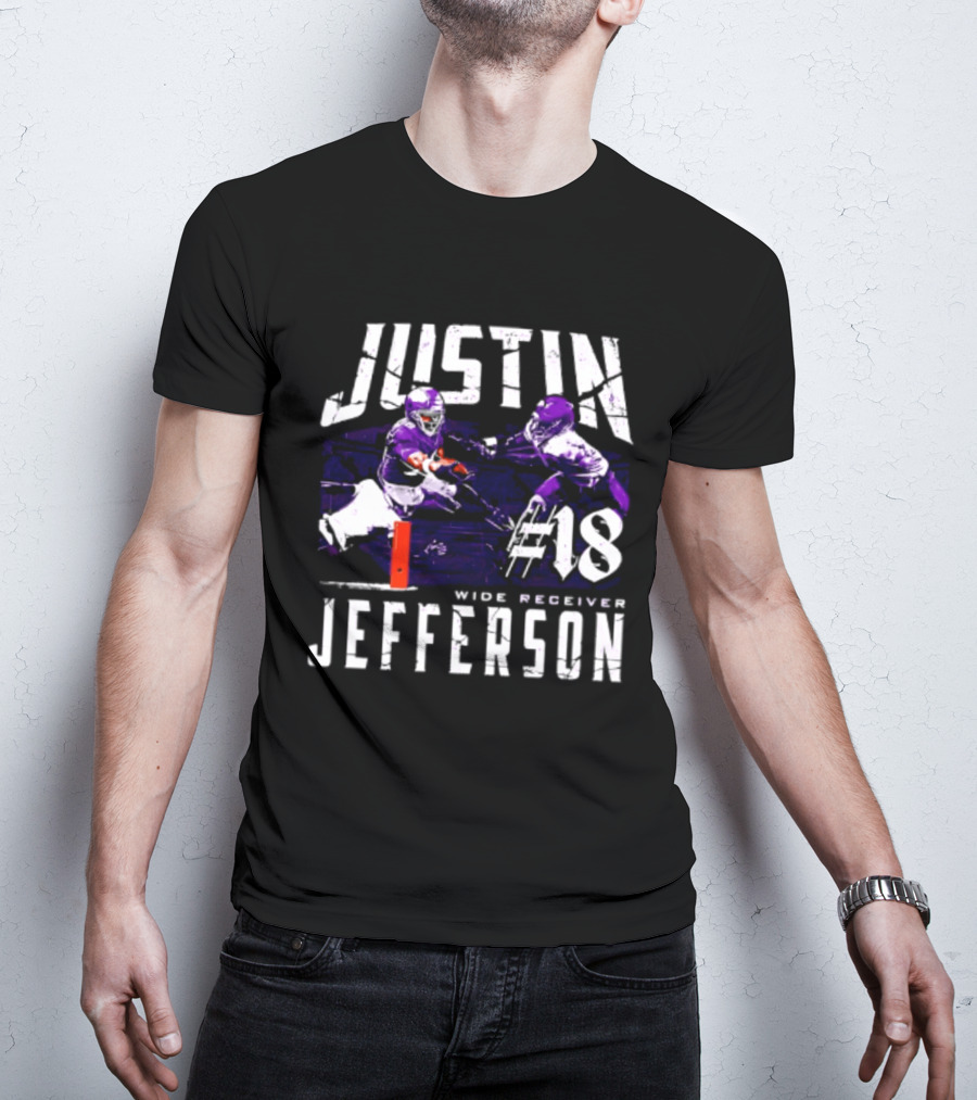 Justin Jefferson Minnesota Vikings Wide Receiver #18 Touchdown Dive T-Shirt