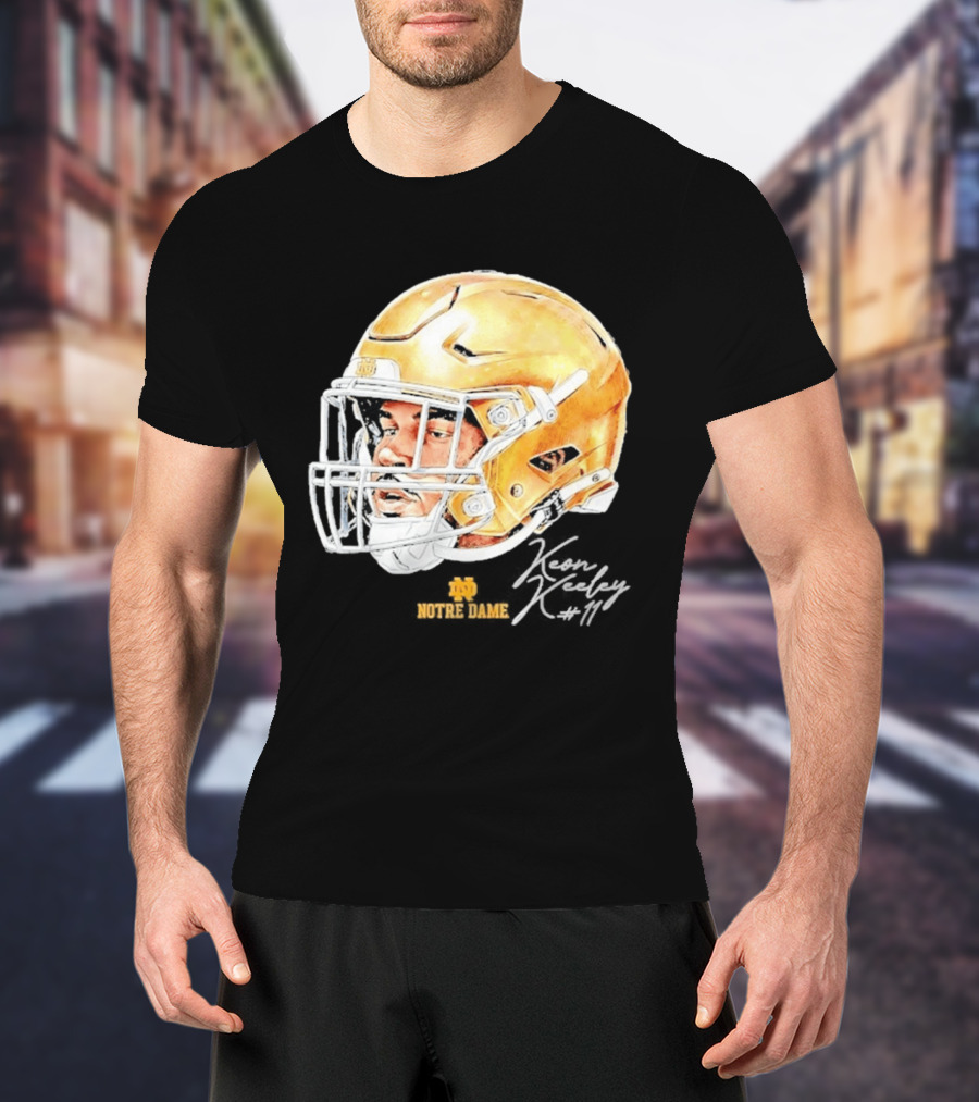 Keon Keeley 11 Notre Dame Football Helmet Swag T-Shirt