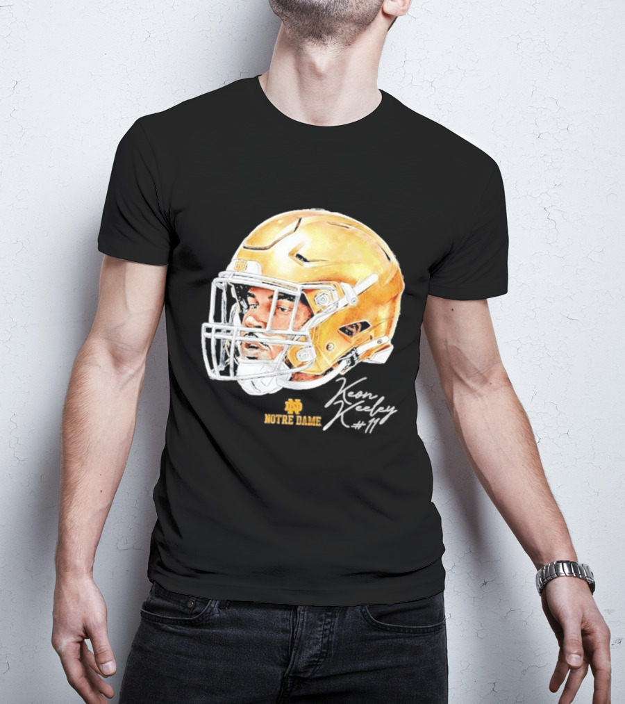 Keon Keeley 11 Notre Dame Football Helmet Swag T-Shirt