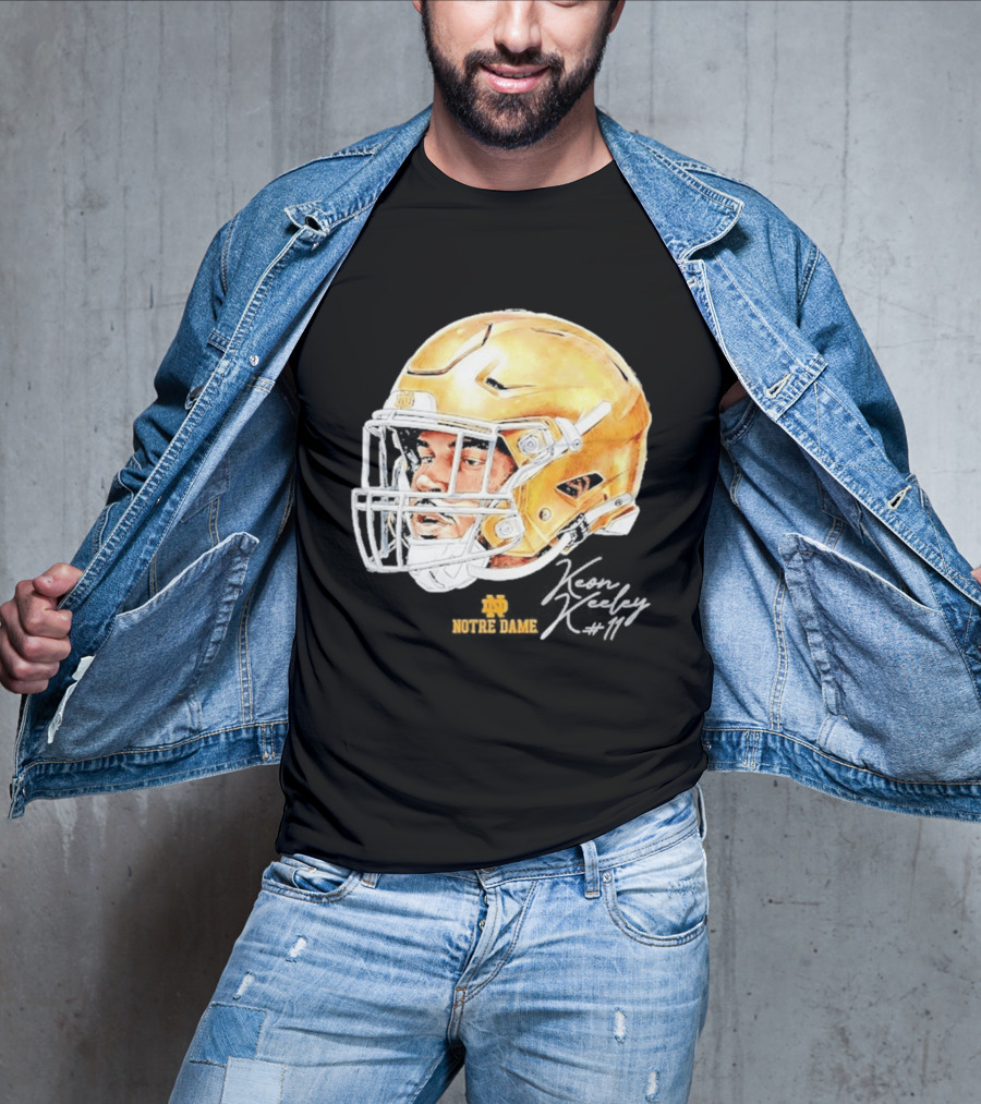 Keon Keeley 11 Notre Dame Football Helmet Swag T-Shirt