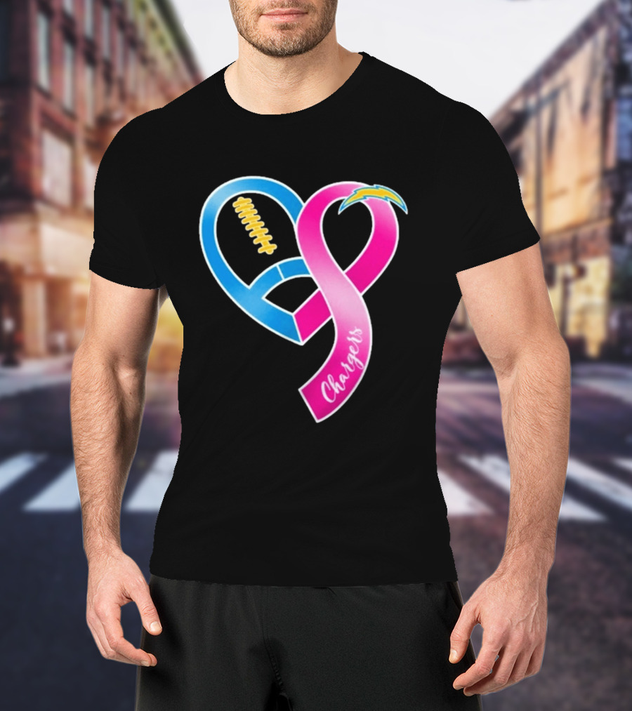 Los Angeles Chargers Breast Cancer Awareness Heart Ribbon 2026 T-Shirt