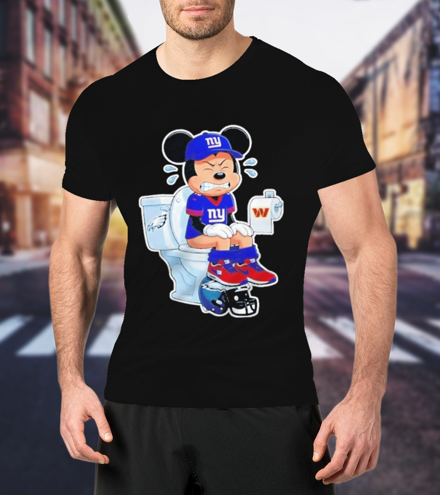 Mickey New York Giants Toilet Eagles Commanders Football Helmet T-Shirt