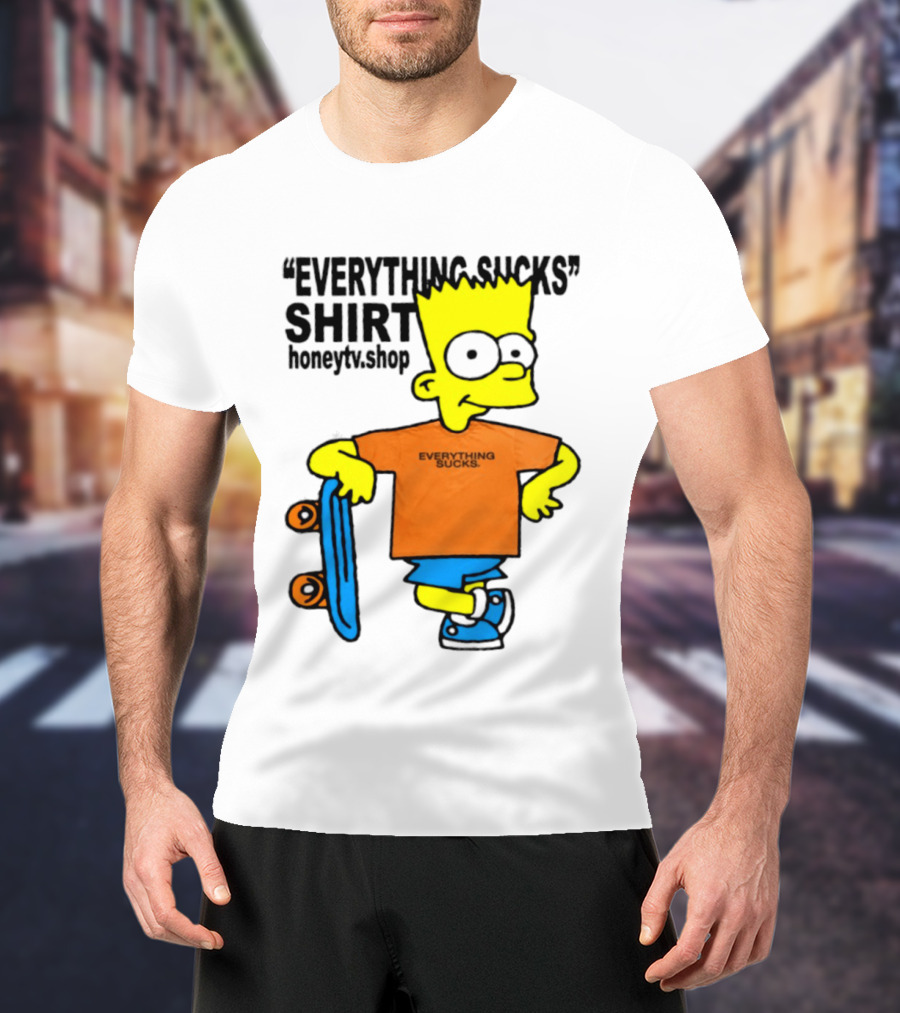 Bart Simpson Everything Sucks Skateboard Homage The Simpsons T-Shirt