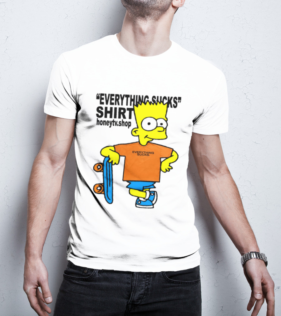 Bart Simpson Everything Sucks Skateboard Homage The Simpsons T-Shirt