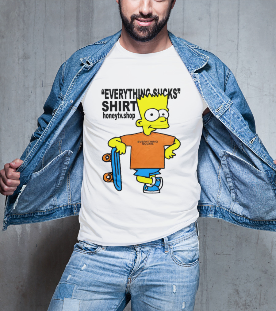Bart Simpson Everything Sucks Skateboard Homage The Simpsons T-Shirt