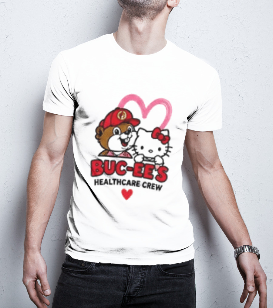 Buc Ee's Hello Kitty Caring Hearts Healthcare Crew T-Shirt