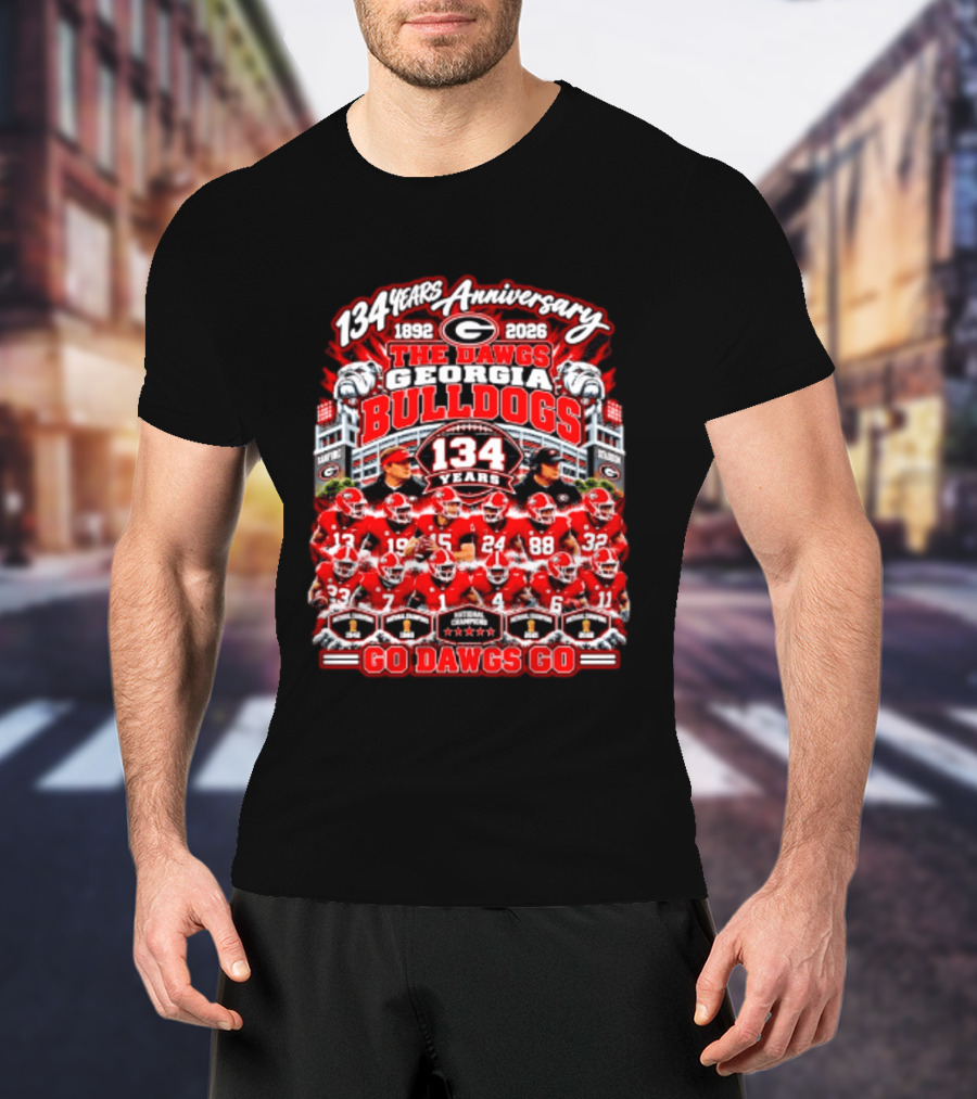 134 Years Anniversary 1892 2026 The Dawgs Georgia Bulldogs Go Dawgs Go T-Shirt