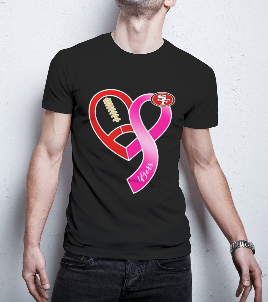 San Francisco 49ers Pink Ribbon Heart Breast Cancer Awareness 2026 T-Shirt