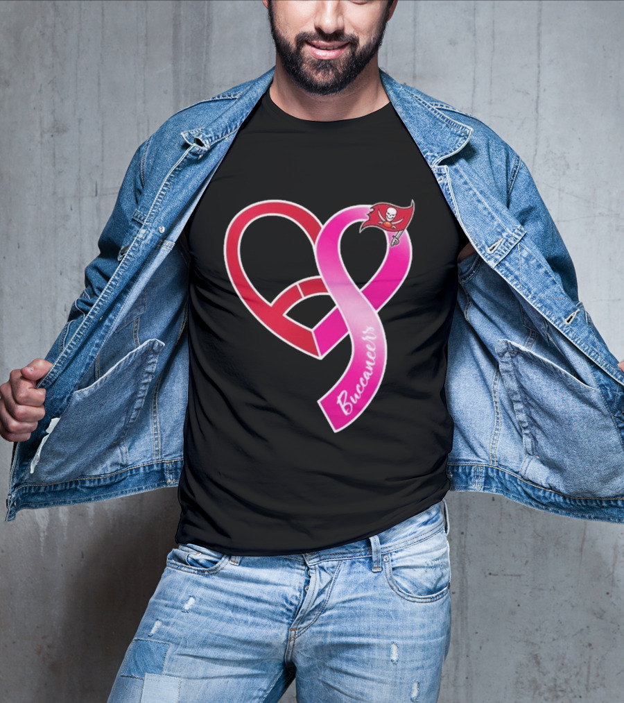 Tampa Bay Buccaneers Heart Ribbon Breast Cancer Awareness 2026 Flag T-Shirt