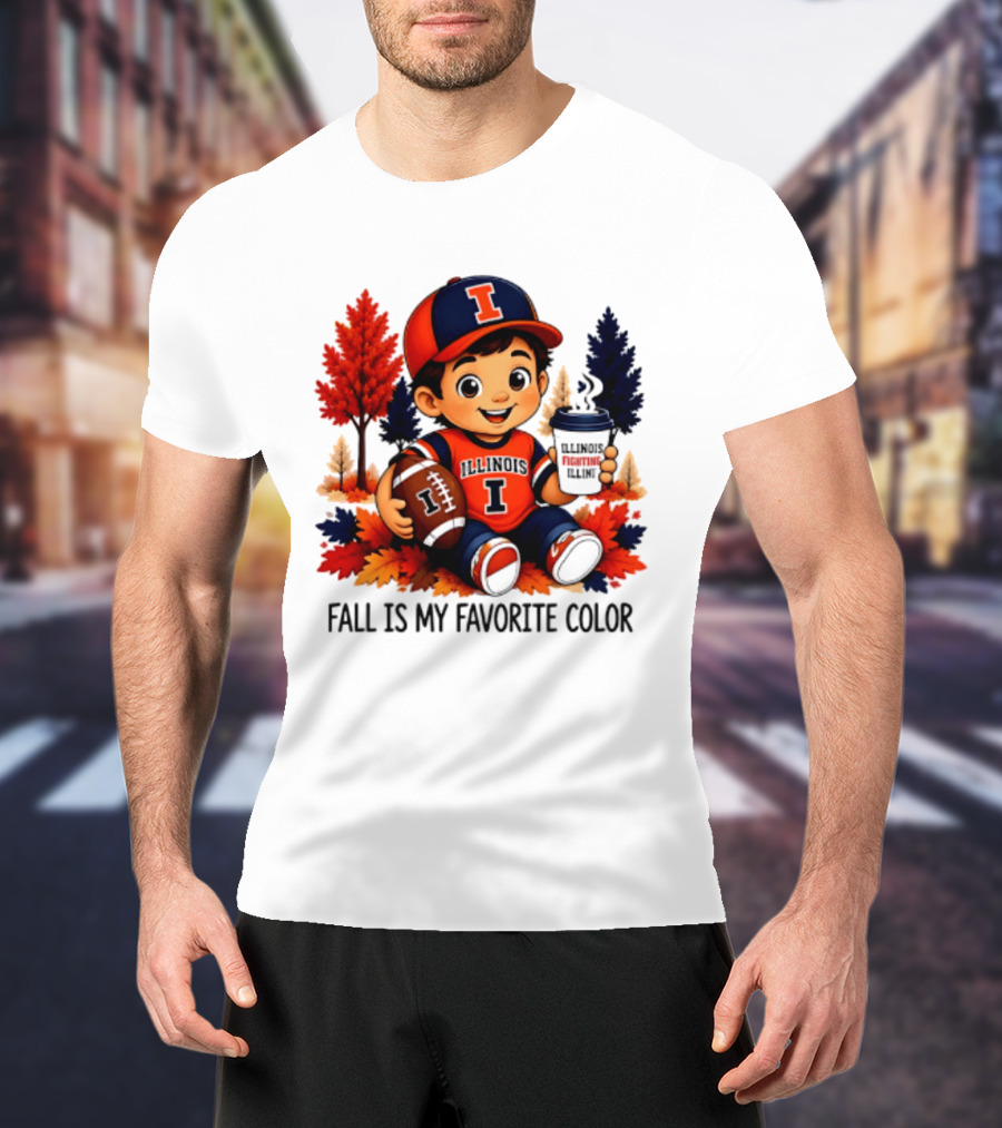 Illinois Fighting Illini Fall Is My Favorite Color Football Kid T-Shirt