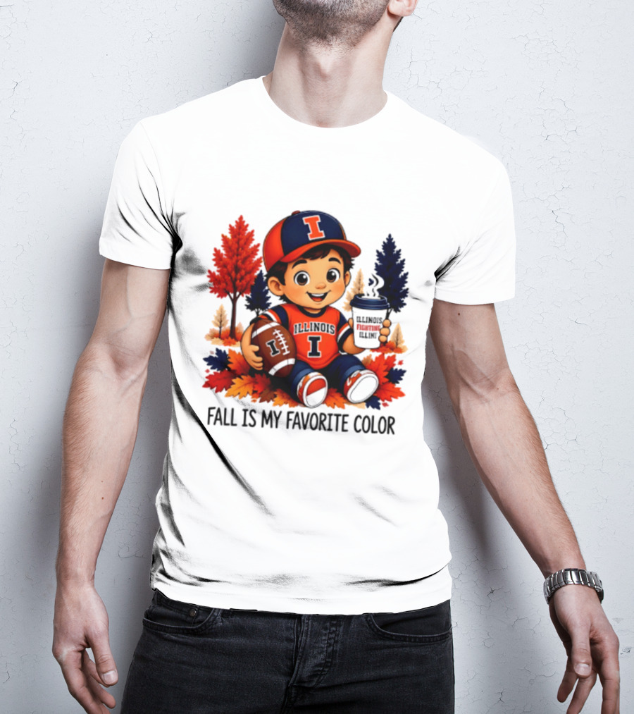 Illinois Fighting Illini Fall Is My Favorite Color Football Kid T-Shirt