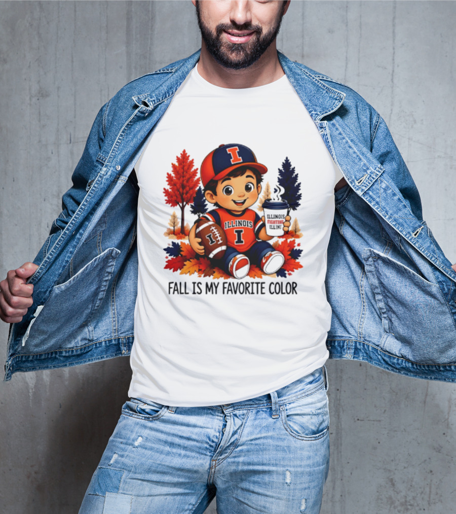 Illinois Fighting Illini Fall Is My Favorite Color Football Kid T-Shirt