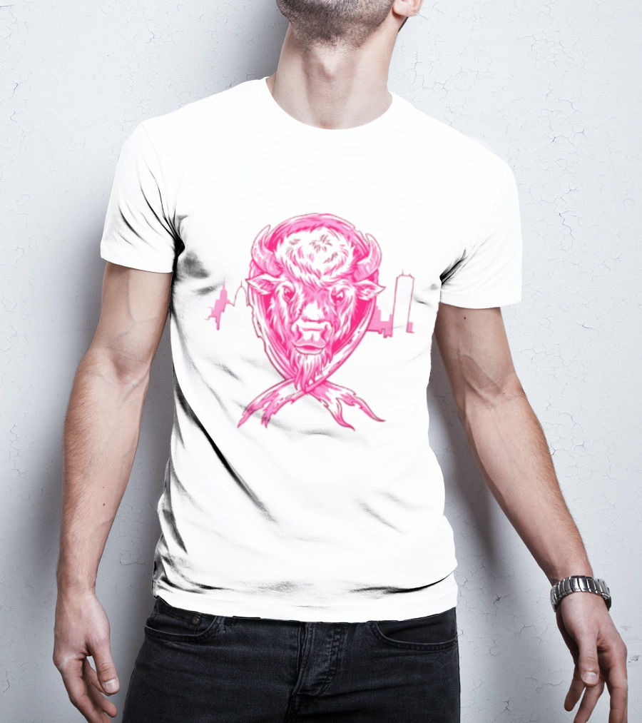 Making Strides 2026 Buffalo Mafia Pink Ribbon Skyline T-Shirt