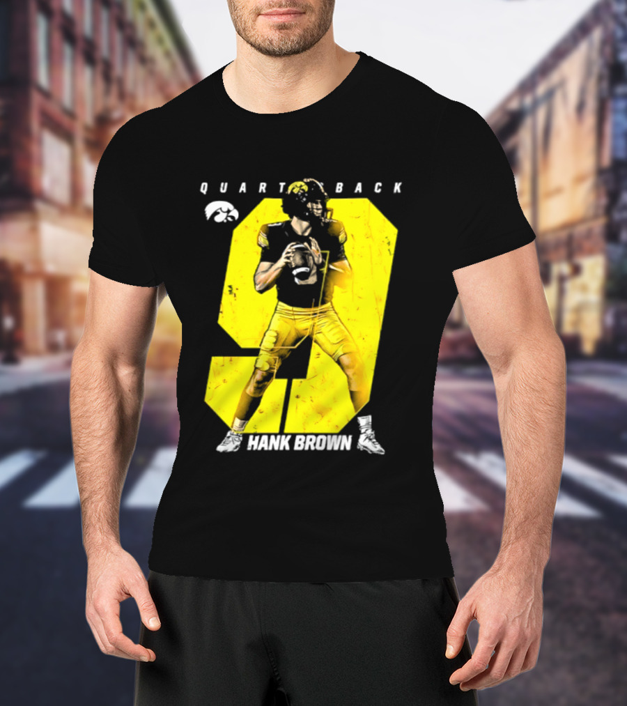 Hank Brown 9 Iowa Hawkeyes NCAA Football Quarterback Player Number T-Shirt
