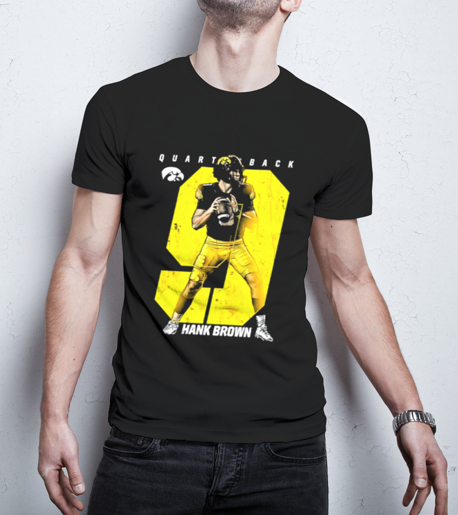 Hank Brown 9 Iowa Hawkeyes NCAA Football Quarterback Player Number T-Shirt
